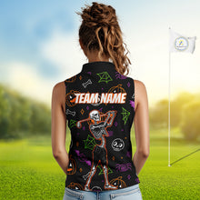 Load image into Gallery viewer, Personalized Funny Halloween Pattern Skull Sleeveless Golf Polo Shirts, Halloween Ladies Golf Gifts NQS10836