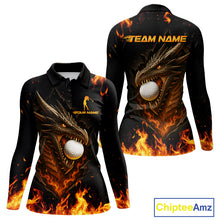 Load image into Gallery viewer, Flame Dragon Golf Polo Shirts For Women Custom Dragon team ladies golf outfits, cool golf gifts NQS10861
