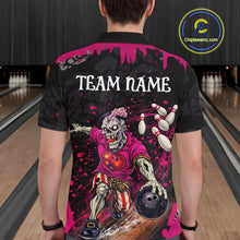 Load image into Gallery viewer, Black and Pink Funny zombie Bowling Shirts For Men Custom Mens Bowling team league jerseys NQS11442