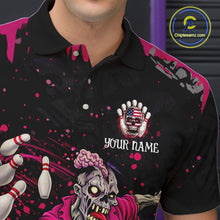 Load image into Gallery viewer, Black and Pink Funny zombie Bowling Shirts For Men Custom Mens Bowling team league jerseys NQS11442