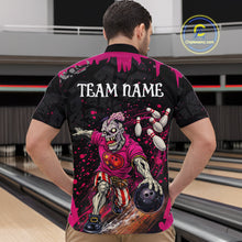 Load image into Gallery viewer, Black and Pink Funny zombie Bowling Shirts For Men Custom Mens Bowling team league jerseys NQS11442