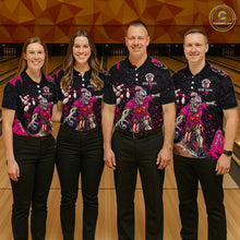 Load image into Gallery viewer, Black and Pink Funny zombie Bowling Shirts For Men Custom Mens Bowling team league jerseys NQS11442