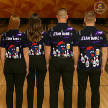 Load image into Gallery viewer, Custom Black And Purple Funny Beer Bowling Women Polo, Quarter Zip Shirts, funny bowling shirts NQS11489