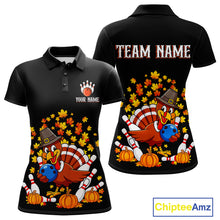 Load image into Gallery viewer, Funny Turkey Bowling Shirts For Women, Autumn Leaf Thanksgiving Bowling Tournament Shirts NQS10716