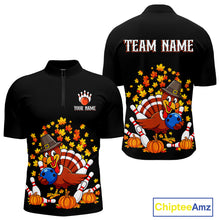 Load image into Gallery viewer, Funny Turkey Bowling Shirts For Men, Autumn Leaf Thanksgiving Bowling Tournament Shirts NQS10716