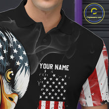 Load image into Gallery viewer, American Flag smoke Eagle Bowling Polo, 1/4 zip Shirts For Men Custom patriotic Bowling team jerseys NQS10719