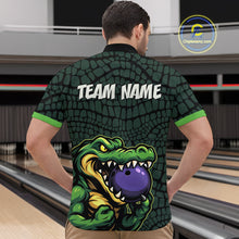 Load image into Gallery viewer, Green Alligator Bowling Polo, Quarter Zip shirts for Men Custom Team bowling uniform jersey NQS10734