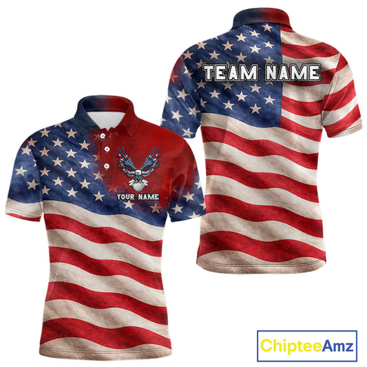Custom American Flag Eagle Golf Polo Shirts For Men, patriotic Golf attire for men NQS11712