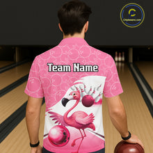 Load image into Gallery viewer, Funny Pink Flamingo Bowling Button-up Shirt Custom Flamingo Team bowling jerseys, gift for bowlers NQS11715