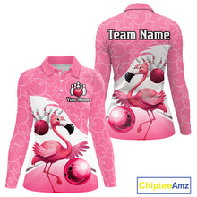 Load image into Gallery viewer, Funny Pink Flamingo Bowling Shirts for Women Custom Flamingo Team bowling jerseys, gift for bowlers NQS11715