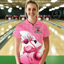 Load image into Gallery viewer, Funny Pink Flamingo Bowling Shirts for Women Custom Flamingo Team bowling jerseys, gift for bowlers NQS11715