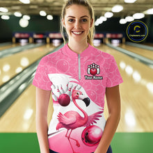 Load image into Gallery viewer, Funny Pink Flamingo Bowling Shirts for Women Custom Flamingo Team bowling jerseys, gift for bowlers NQS11715