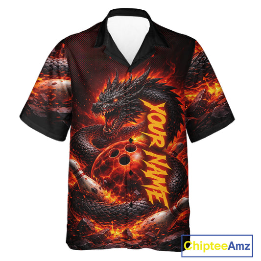 Custom Red Dragon Bowling Hawaiian Shirt, Team Bowling League jerseys NQS11588