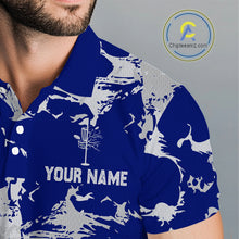 Load image into Gallery viewer, Blue and Gray Camo Disc Golf basket Mens Disc golf polo shirts Custom team disc golf jerseys NQS10797