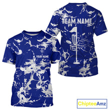 Load image into Gallery viewer, Blue and Gray Camo Disc Golf basket T-Shirts Custom team disc golf jerseys NQS10797