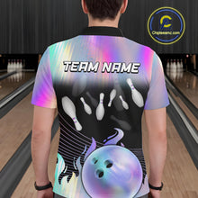 Load image into Gallery viewer, Bowling Polo Shirts For Men, 1/4 zip shirts Custom hologram Bowling Team Shirts Bowler Outfit NQS11385