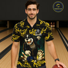 Load image into Gallery viewer, Black and Yellow Camo Funny Bulldog Bowling Hawaiian Shirt Custom Cool Bowling Outfits Team Jerseys NQS11215
