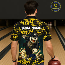 Load image into Gallery viewer, Black and Yellow Camo Funny Bulldog Bowling Hawaiian Shirt Custom Cool Bowling Outfits Team Jerseys NQS11215