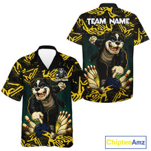 Load image into Gallery viewer, Black and Yellow Camo Funny Bulldog Bowling Hawaiian Shirt Custom Cool Bowling Outfits Team Jerseys NQS11215