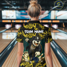 Load image into Gallery viewer, Black and Yellow Camo Funny Bulldog Bowling Shirts For Women Custom Cool Bowling Outfits Team Jerseys NQS11215