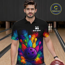 Load image into Gallery viewer, Custom Colorful Smoke Bowling Polo, Quarter Zip Shirt for Men, Bowling Uniform Team Bowling Jerseys NQS10647