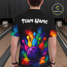 Load image into Gallery viewer, Custom Colorful Smoke Bowling Polo, Quarter Zip Shirt for Men, Bowling Uniform Team Bowling Jerseys NQS10647