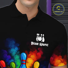 Load image into Gallery viewer, Custom Colorful Smoke Bowling Polo, Quarter Zip Shirt for Men, Bowling Uniform Team Bowling Jerseys NQS10647
