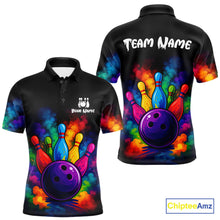 Load image into Gallery viewer, Custom Colorful Smoke Bowling Polo, Quarter Zip Shirt for Men, Bowling Uniform Team Bowling Jerseys NQS10647