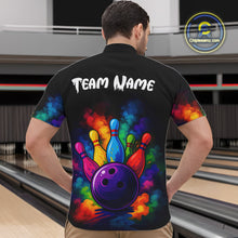 Load image into Gallery viewer, Custom Colorful Smoke Bowling Polo, Quarter Zip Shirt for Men, Bowling Uniform Team Bowling Jerseys NQS10647