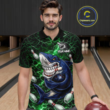 Load image into Gallery viewer, Green Lightning Thunder Angry Shark Bowling shirts For Men Custom Shark Bowling Team Jerseys NQS11758