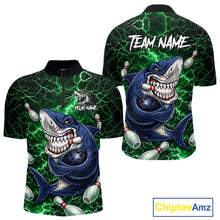Load image into Gallery viewer, Green Lightning Thunder Angry Shark Bowling shirts For Men Custom Shark Bowling Team Jerseys NQS11758
