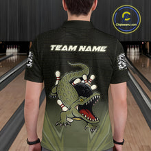 Load image into Gallery viewer, Custom Black and Green Alligator Bowling shirts for Men, Bowling Team league jersey NQS10735