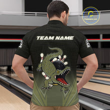 Load image into Gallery viewer, Custom Black and Green Alligator Bowling shirts for Men, Bowling Team league jersey NQS10735