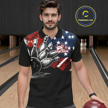 Load image into Gallery viewer, Personalized American Flag Bowling Team Shirts For Men, Patriotic Bowling Gifts NQS10829