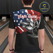 Load image into Gallery viewer, Personalized American Flag Bowling Team Shirts For Men, Patriotic Bowling Gifts NQS10829