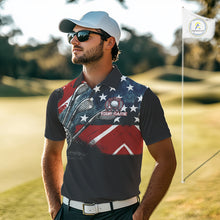 Load image into Gallery viewer, Personalized American Flag Golf Polo Shirts For Men, Patriotic Golf Gifts NQS10830
