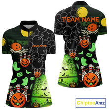 Load image into Gallery viewer, Custom Funny Halloween Team Bowling Shirts For Women, Personalized Halloween Bowling Gifts NQS10833