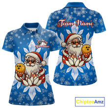 Load image into Gallery viewer, Blue Snowflake Funny Santa Bowling Shirts For Women Custom Christmas Bowling Team Jersey Xmas Gifts NQS11007