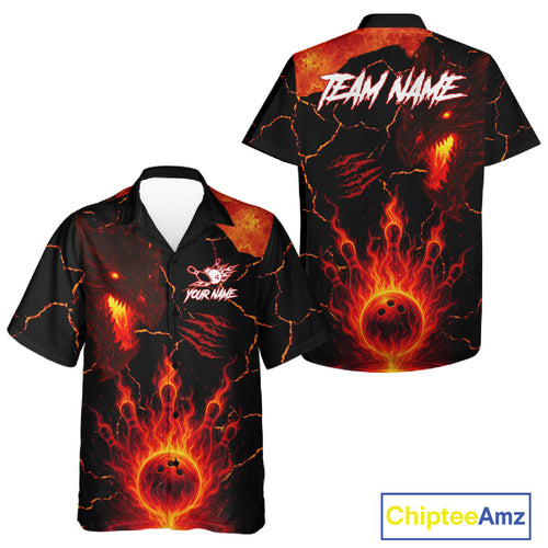 Dragon Flame Bowling Hawaiian Shirts Custom Dragon Bowling Team Jerseys NQS11049