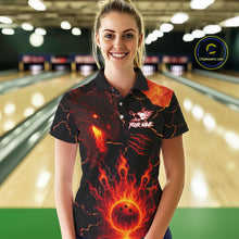 Load image into Gallery viewer, Dragon Flame Bowling Polo, Quarter Zip Shirts For Women Custom Dragon Bowling Team Jerseys NQS11049
