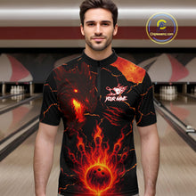Load image into Gallery viewer, Dragon Flame Bowling Polo, Quarter Zip Shirts For Men Custom Dragon Bowling Team Jerseys NQS11049