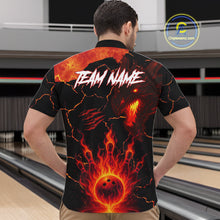 Load image into Gallery viewer, Dragon Flame Bowling Polo, Quarter Zip Shirts For Men Custom Dragon Bowling Team Jerseys NQS11049