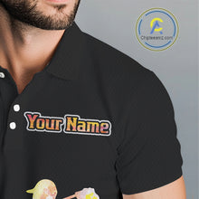 Load image into Gallery viewer, Personalized Watercolor Stripes Golf Polo Shirts For Men, Black Team Mens Golf Attire NQS11651