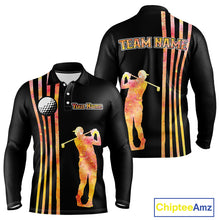 Load image into Gallery viewer, Personalized Watercolor Stripes Golf Polo Shirts For Men, Black Team Mens Golf Attire NQS11651