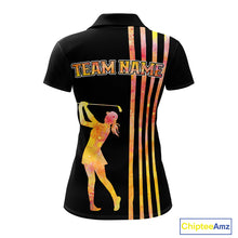 Load image into Gallery viewer, Personalized Watercolor Stripes Golf Polo Shirts For Women, Black Team Ladies Golf Attire NQS11651