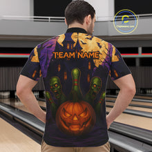 Load image into Gallery viewer, Funny Pumpkin Halloween Bowling Polo, Quarter Zip Shirts For Men Custom Bowling Team Jersey NQS10668