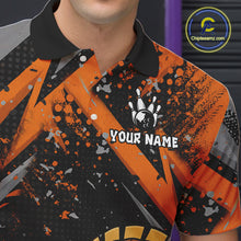 Load image into Gallery viewer, Custom Funny Turkey Bowling Jersey Black and Orange Thanksgiving Bowling Team Men Polo, 1/4 Zip Shirt NQS10671