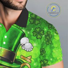 Load image into Gallery viewer, Funny Skull green shamrock pattern Golf Polo Shirts For Men Custom St Patrick's Day mens golf tops NQS11662