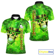 Load image into Gallery viewer, Funny Skull green shamrock pattern Golf Polo Shirts For Men Custom St Patrick's Day mens golf tops NQS11662