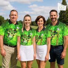Load image into Gallery viewer, Funny Skull green shamrock pattern Golf Polo Shirts For Women Custom St Patrick's Day ladies golf top NQS11662